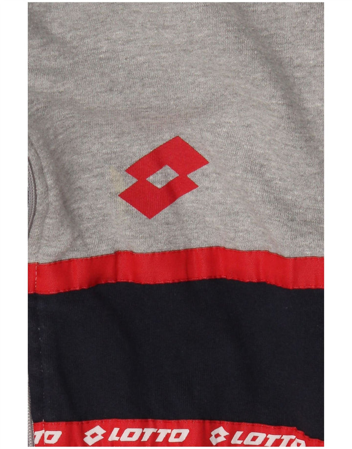 Męska kurtka dresowa Lotto z grafiką IT 50, duża, szara, bawełniana w bloki kolorów