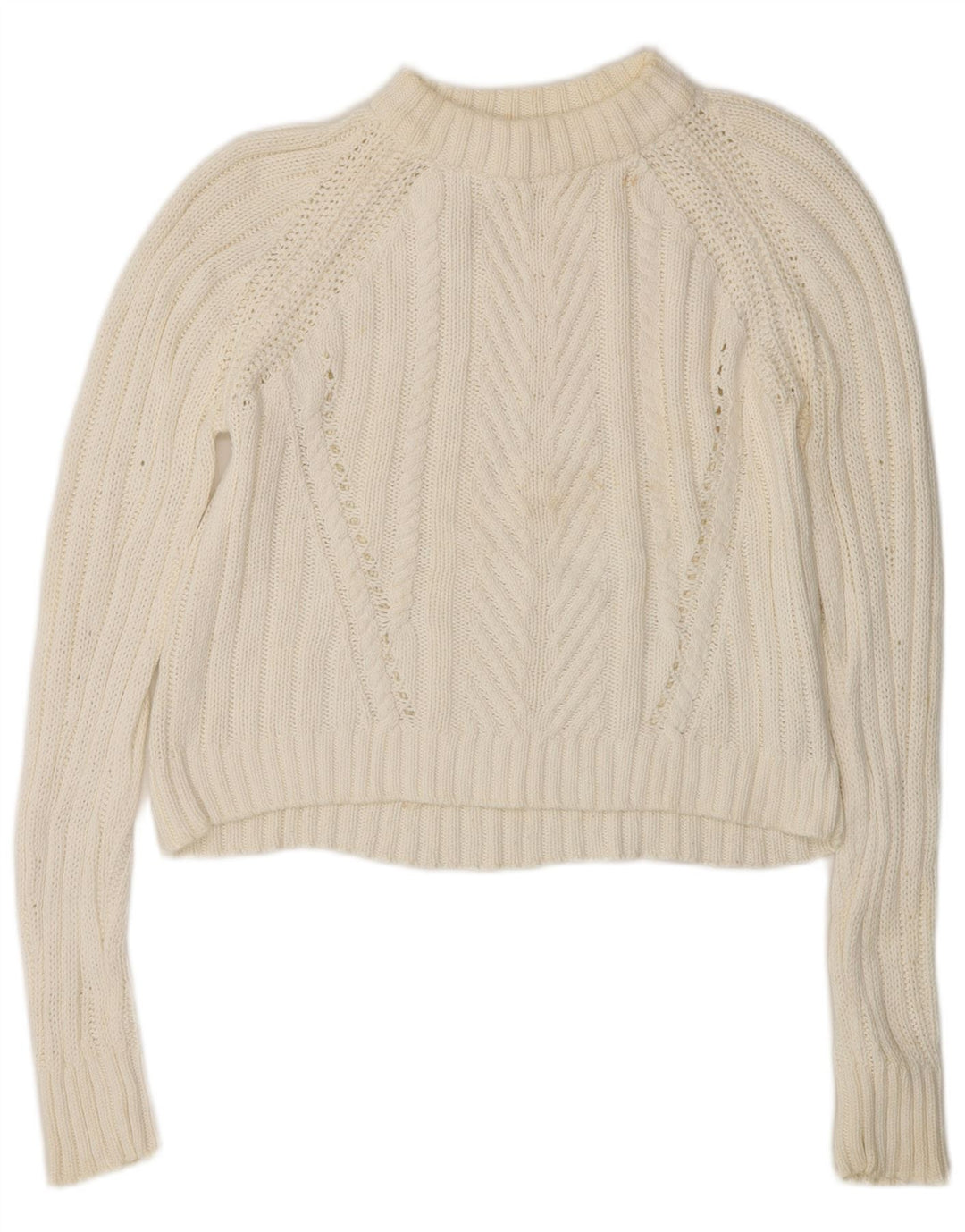 Sweter damski Zara Crop Oversize z golfem UK 10 Small White