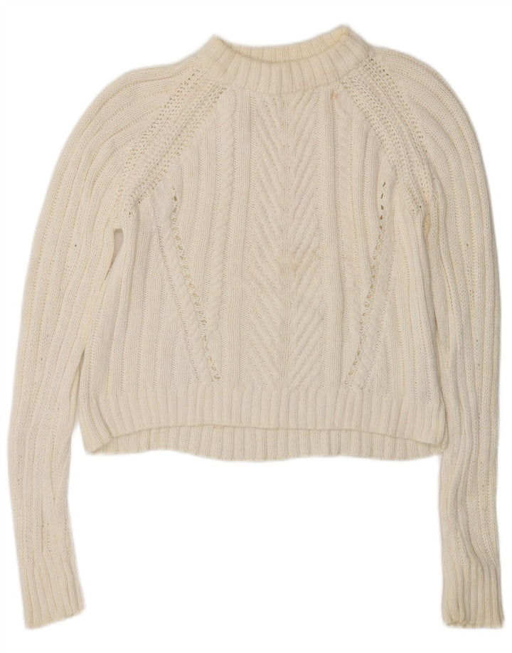 Sweter damski Zara Crop Oversize z golfem UK 10 Small White