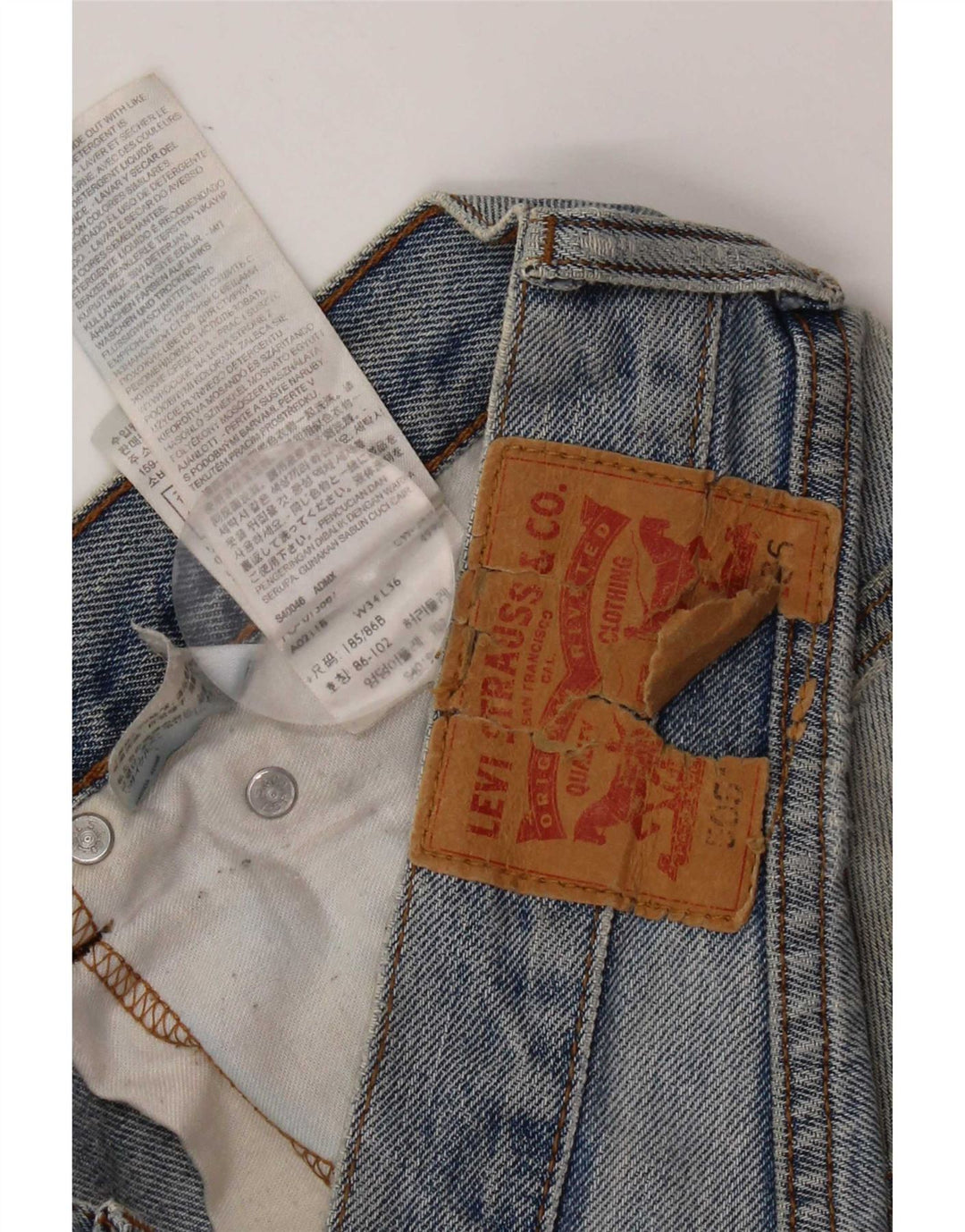 Męskie jeansy Levi's 505 w trudnej sytuacji W34 L28 Niebieska bawełna