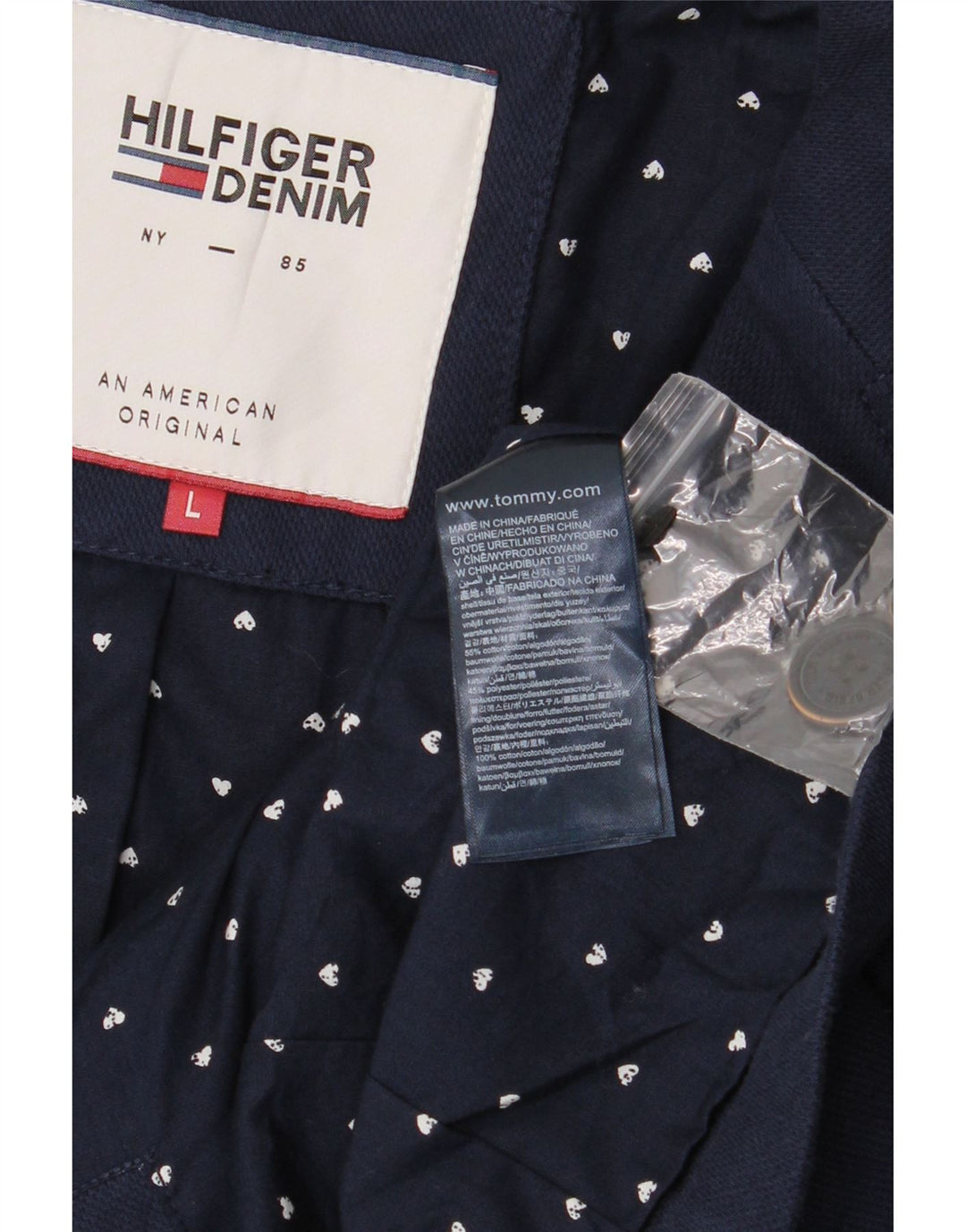 Męska marynarka zapinana na 2 guziki Tommy Hilfiger UK 40, duża, granatowa, bawełniana