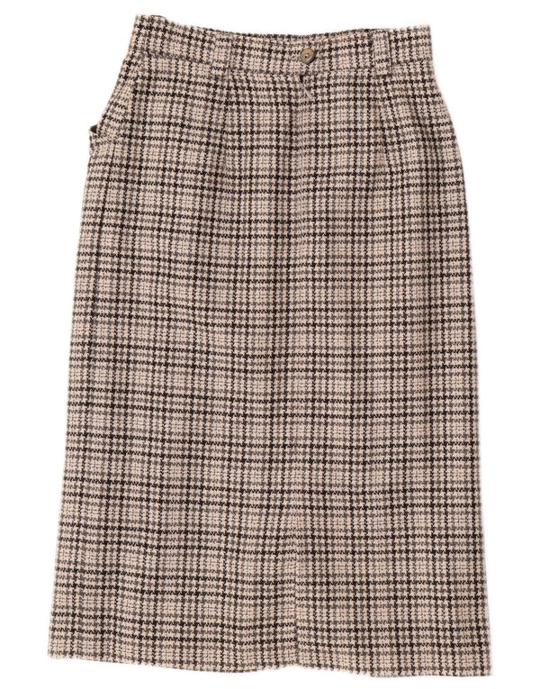 Damska spódnica ołówkowa w stylu vintage IT 36 XS W26 Szara wełna w pepitkę