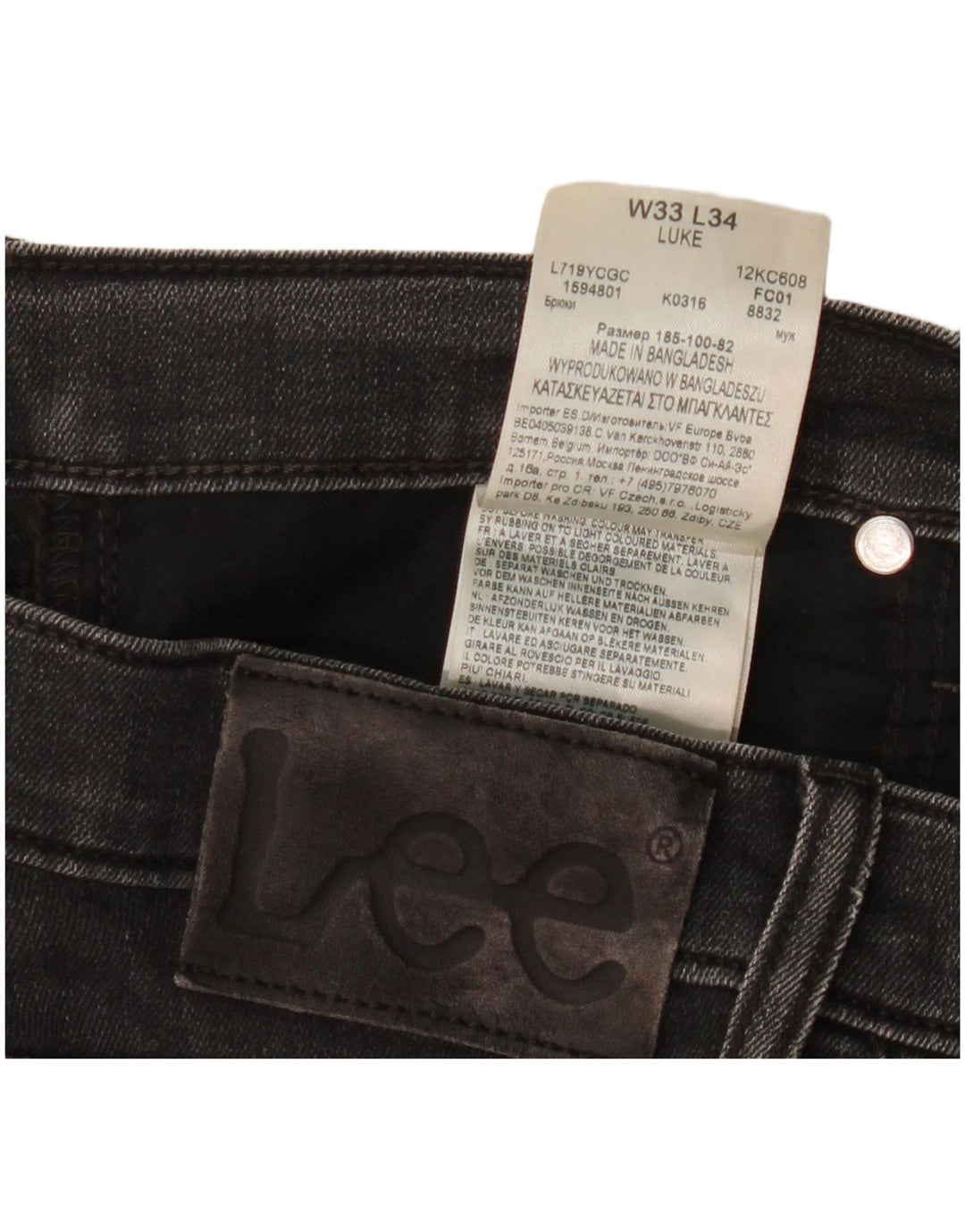 Lee Męskie Luke Slim Jeans W33 L27 Czarna bawełna