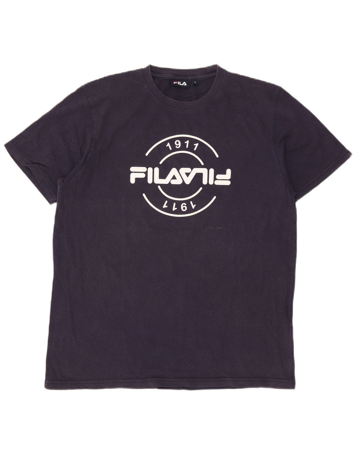 Męski T-shirt Fila z grafiką, duży, granatowy, bawełniany