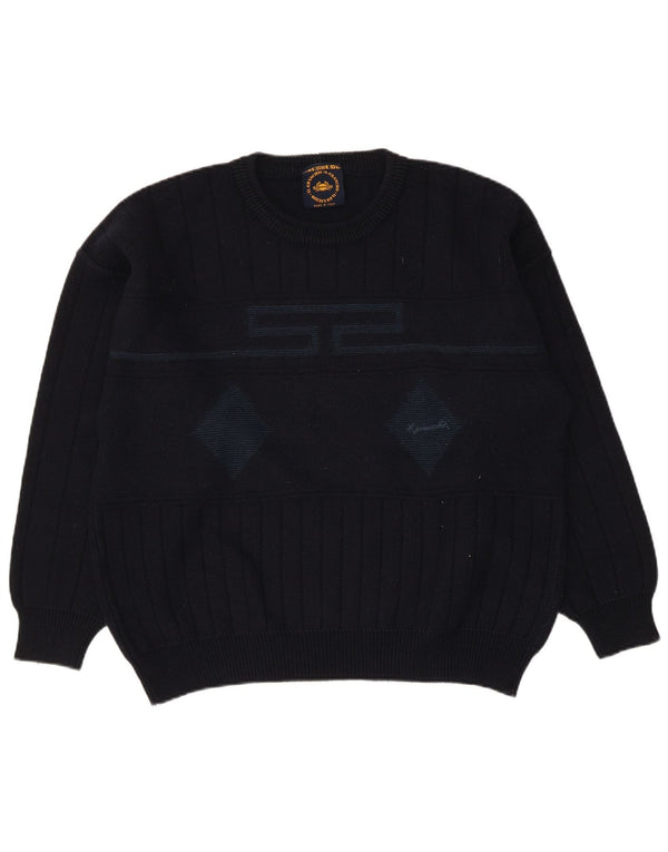 Il Granchio Męski sweter z okrągłym dekoltem, duży granatowy Argyle/Diament