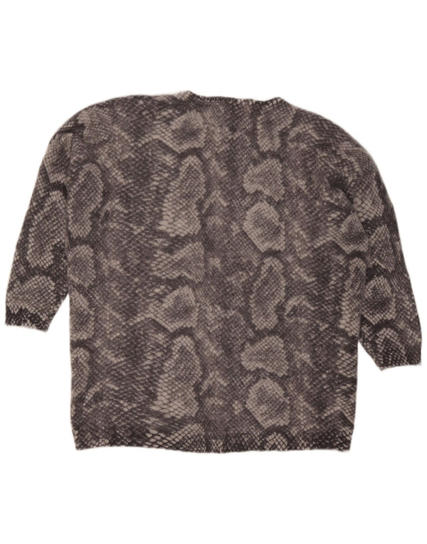 Sweter damski Marks & Spencer z dekoltem w kształcie litery V, UK 22 2XL, szary, zwierzęcy wzór