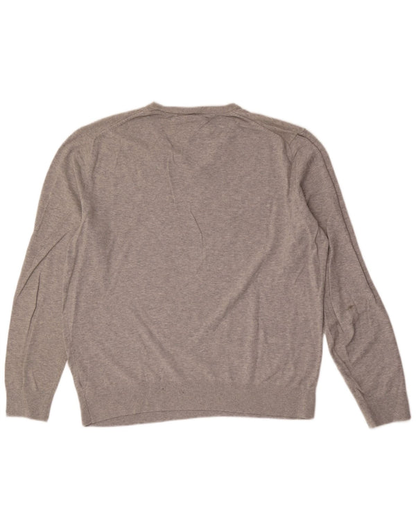 Męski sweter Tommy Hilfiger z dekoltem w kształcie litery V, 2XL, szara bawełna