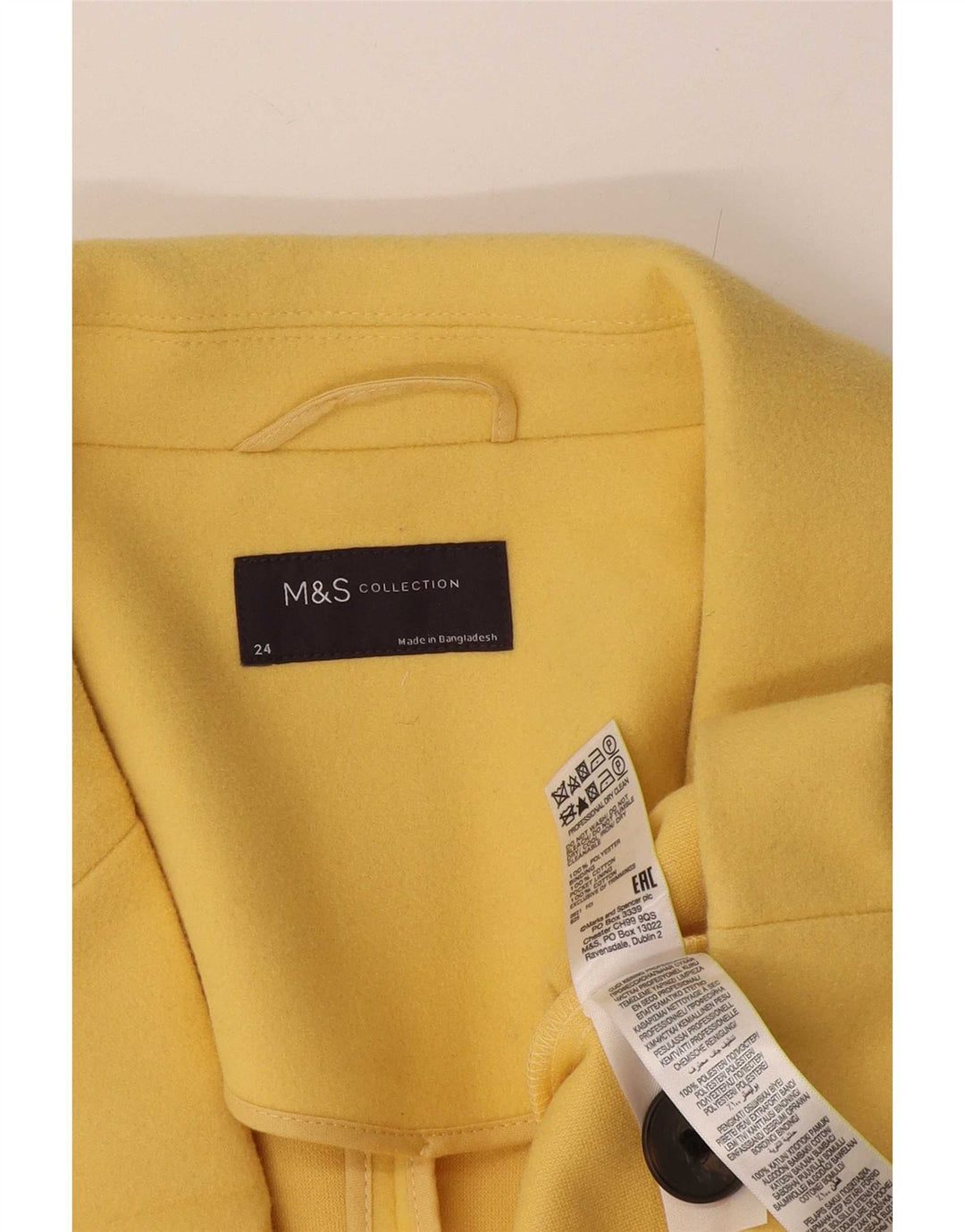 Marks & Spencer Płaszcz damski UK 24 4XL Żółty, bawełniany