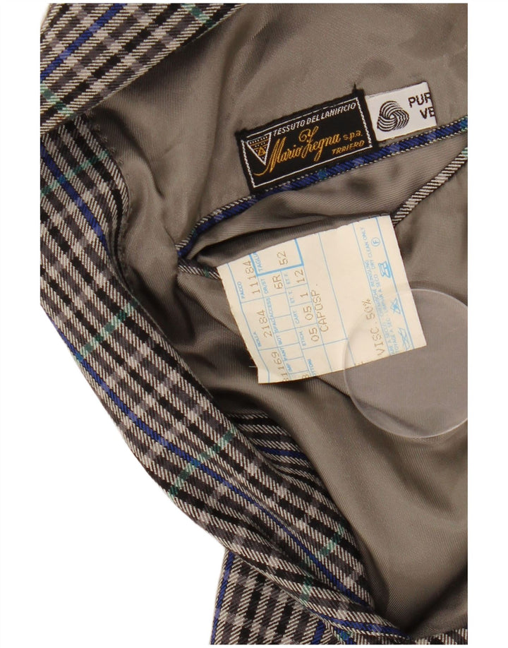 MARIO ZEGNA Męska marynarka zapinana na 2 guziki IT 52 XL Szara wełniana kratka