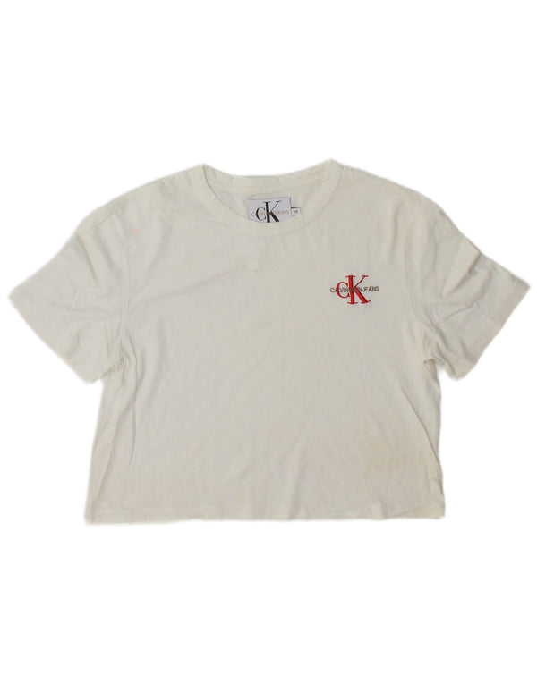 Damska koszulka Crop Top Calvin Klein UK 6 XS w kolorze białym