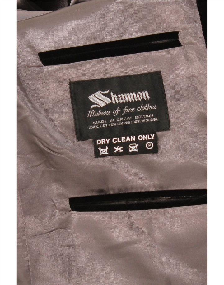 SHANNON Męska aksamitna marynarka zapinana na 2 guziki UK 40, duża czarna