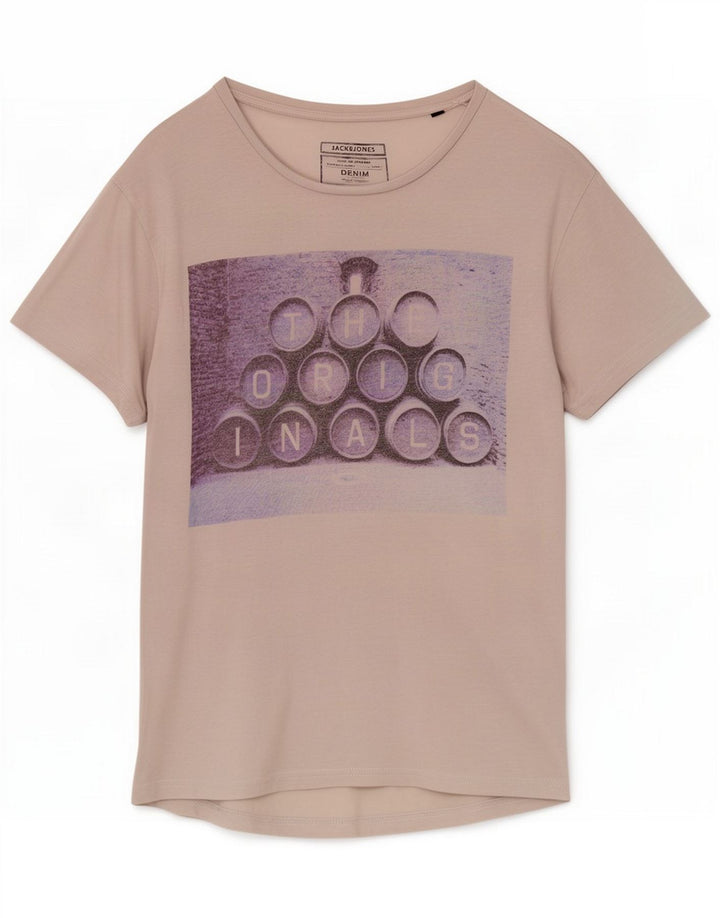 Męski T-shirt z grafiką Jack & Jones, średni szary