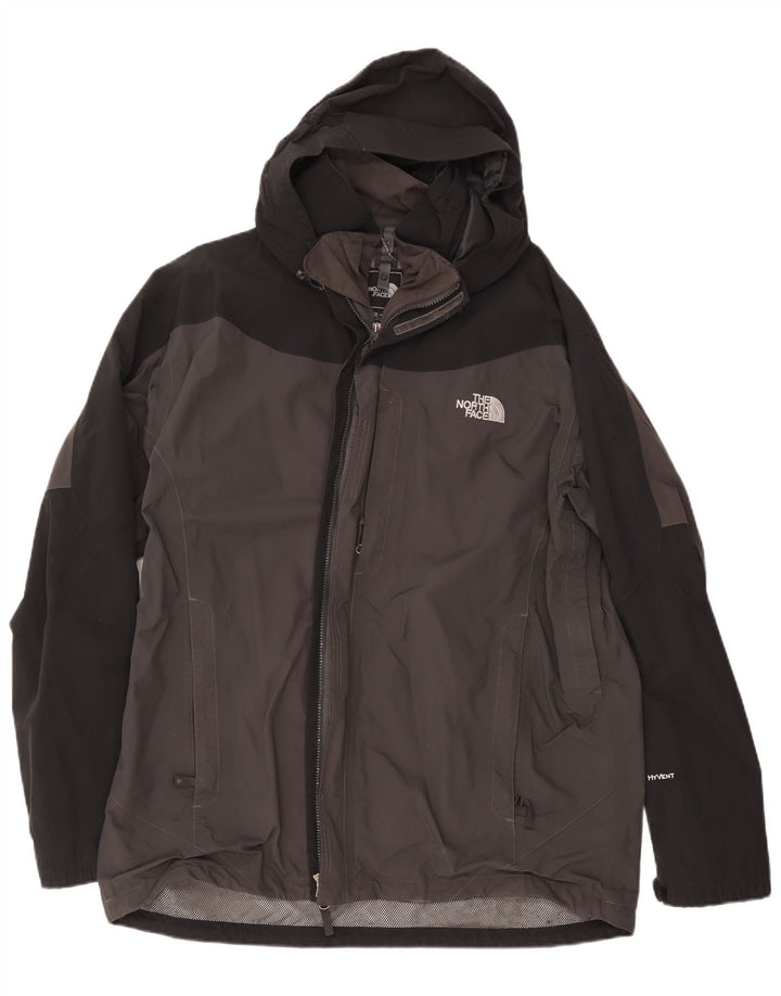 Męska kurtka przeciwdeszczowa z kapturem The North Face UK 44 2XL Szary poliester z blokami kolorów