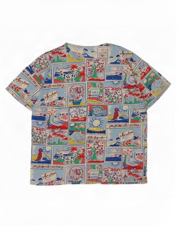 Damska koszulka z grafiką w stylu vintage Top UK 16, duża, wielobarwna