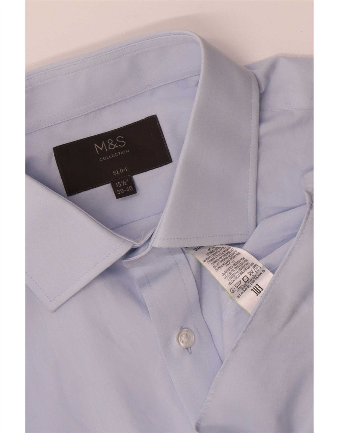 Marks & Spencer Męska koszula slim UK 39/40 15 1/2 Średni niebieski poliester