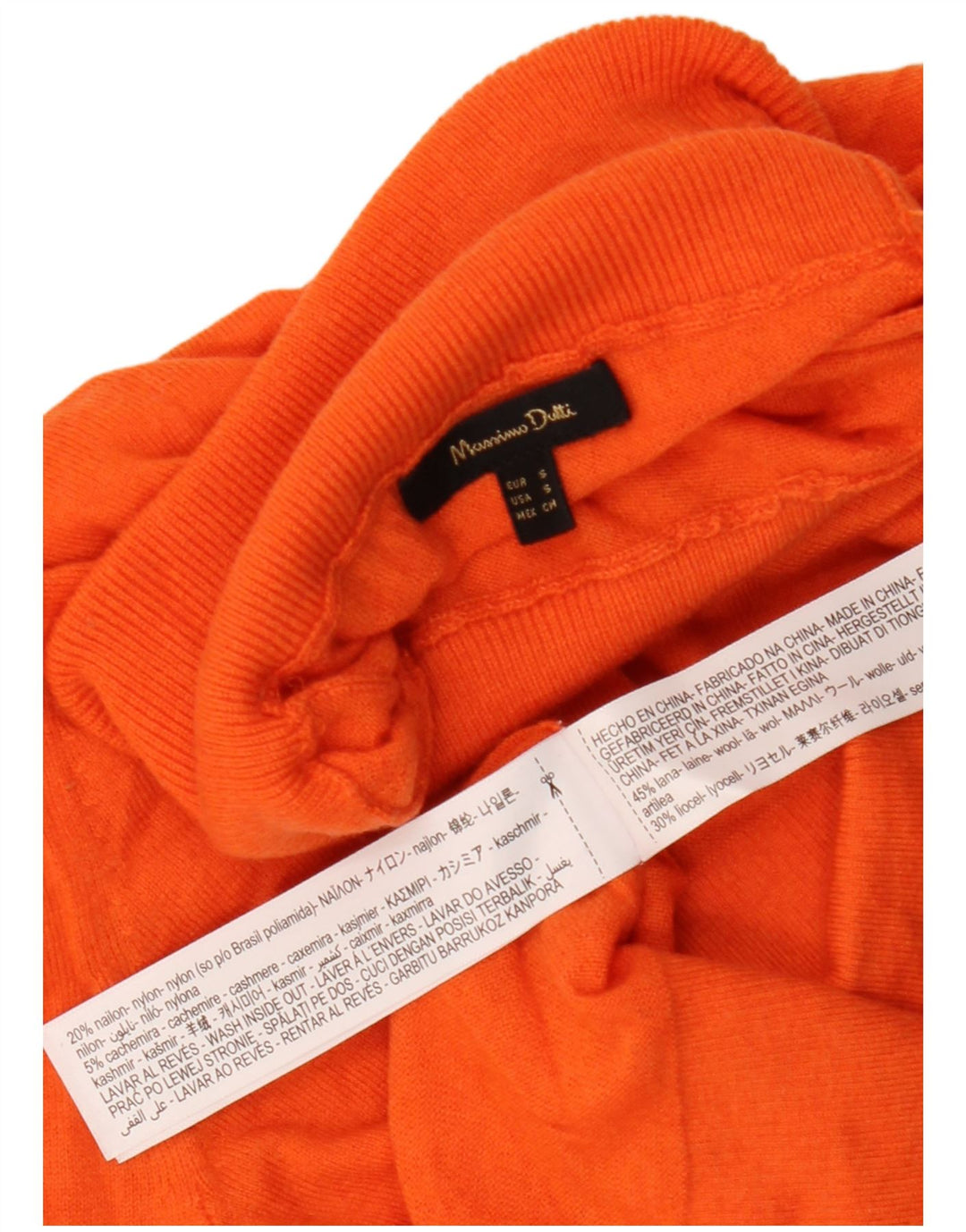 Sweter damski Massimo Dutti z wywijanym dekoltem UK 10 Small Orange Wełna