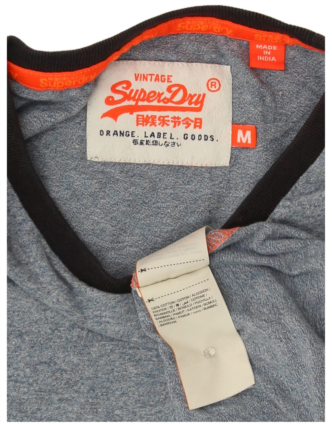 T-shirt męski Superdry, bawełniany, średni niebieski w cętki
