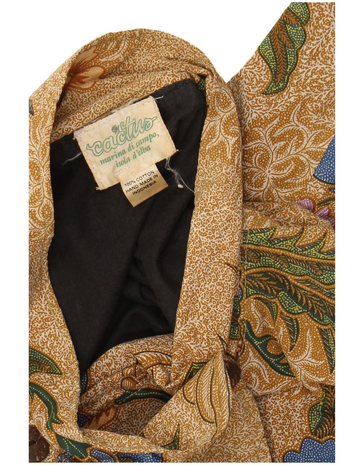 VINTAGE Damskie bolerko z krótkim rękawem UK 20 2XL Brązowa bawełniana w kwiaty