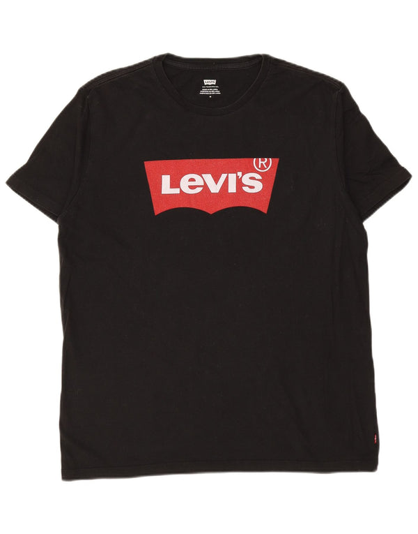 Męski T-shirt z grafiką LEVI'S, średni czarny, bawełniany