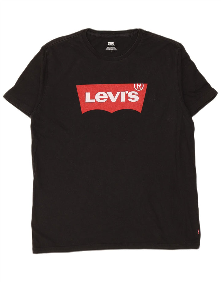 Męski T-shirt z grafiką LEVI'S, średni czarny, bawełniany