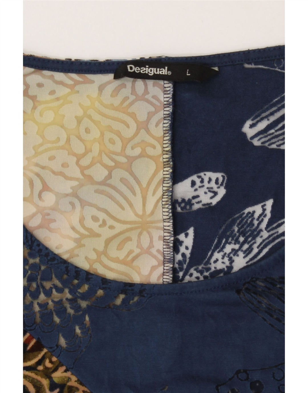 Desigual damski top oversize z rękawem 3/4 UK 16, duży, wielokolorowy w kwiaty