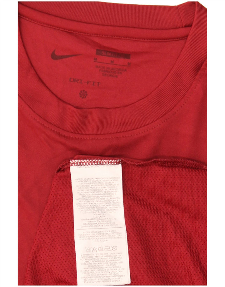 Męska koszulka Nike Dri Fit Slim Fit z grafiką Top, średni bordowy poliester