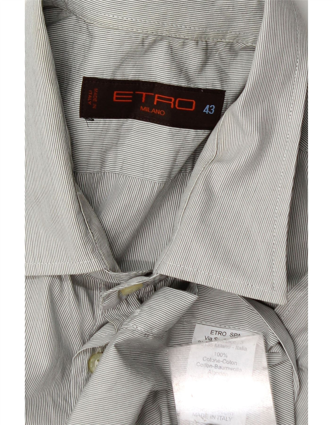Koszula męska Etro rozmiar 43 XL, szara, bawełniana w prążki