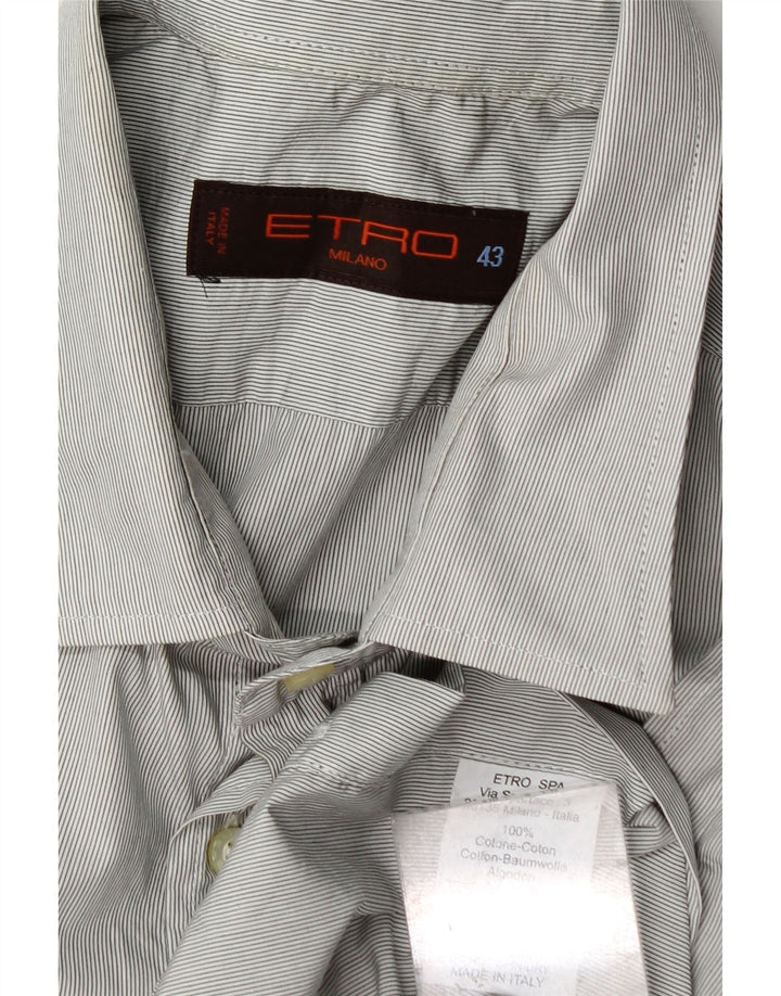 Koszula męska Etro rozmiar 43 XL, szara, bawełniana w prążki