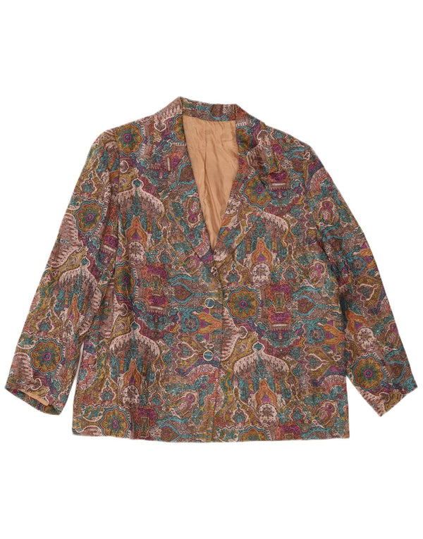 Vintage Womens Abstract Pattern Blazer Jacket UK 14 Large Multicoloured