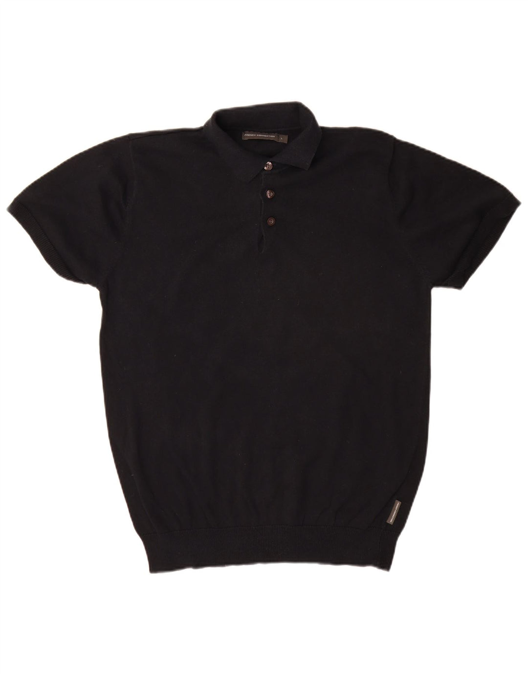 Męski sweter polo z krótkim rękawem French Connection, duży, czarny