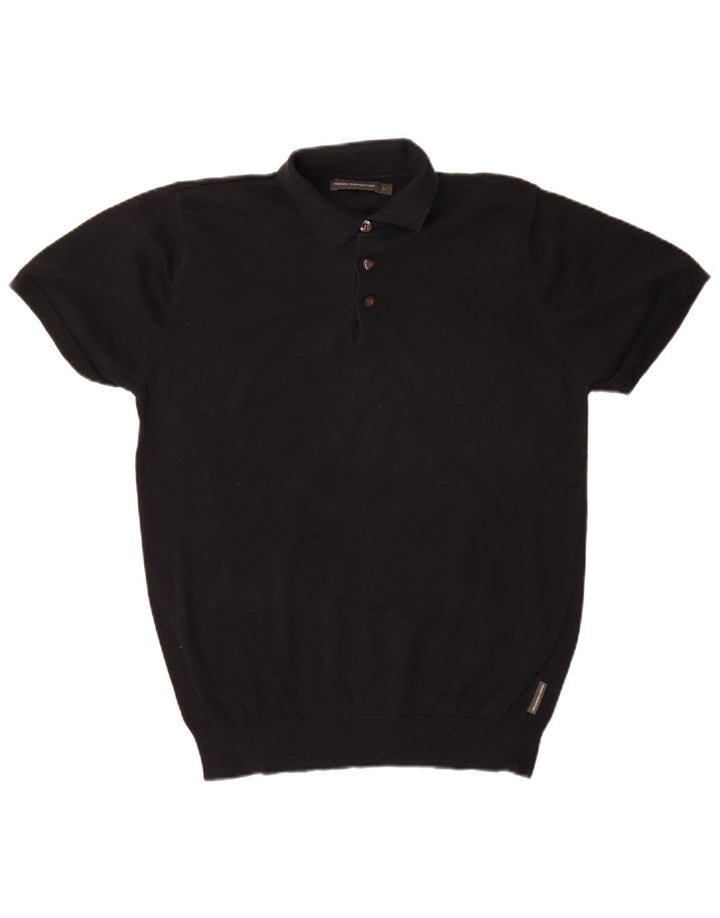 Męski sweter polo z krótkim rękawem French Connection, duży, czarny