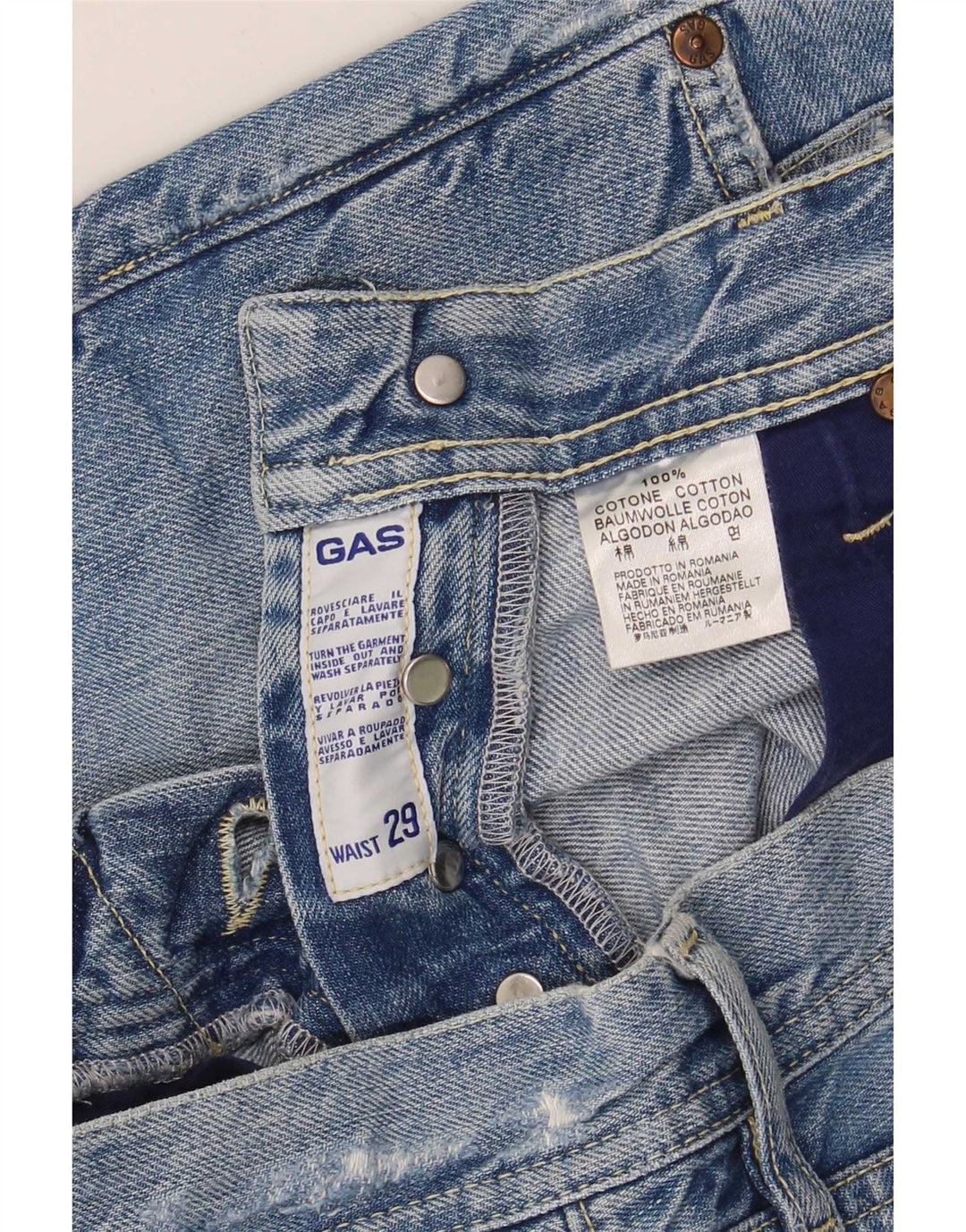 Damskie spodenki jeansowe Gas W29 Średni niebieski, bawełniany