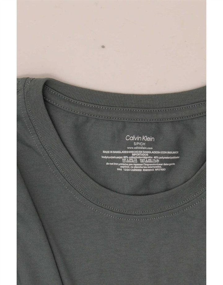 Męski T-shirt z grafiką Calvin Klein, mały, szary, bawełniany
