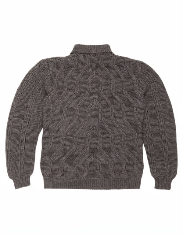 Vintage męski sweter z golfem, średnio szary, geometryczny