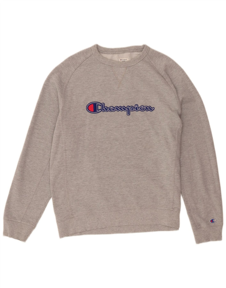 Męski sweter z grafiką Champion XL, szary, bawełniany