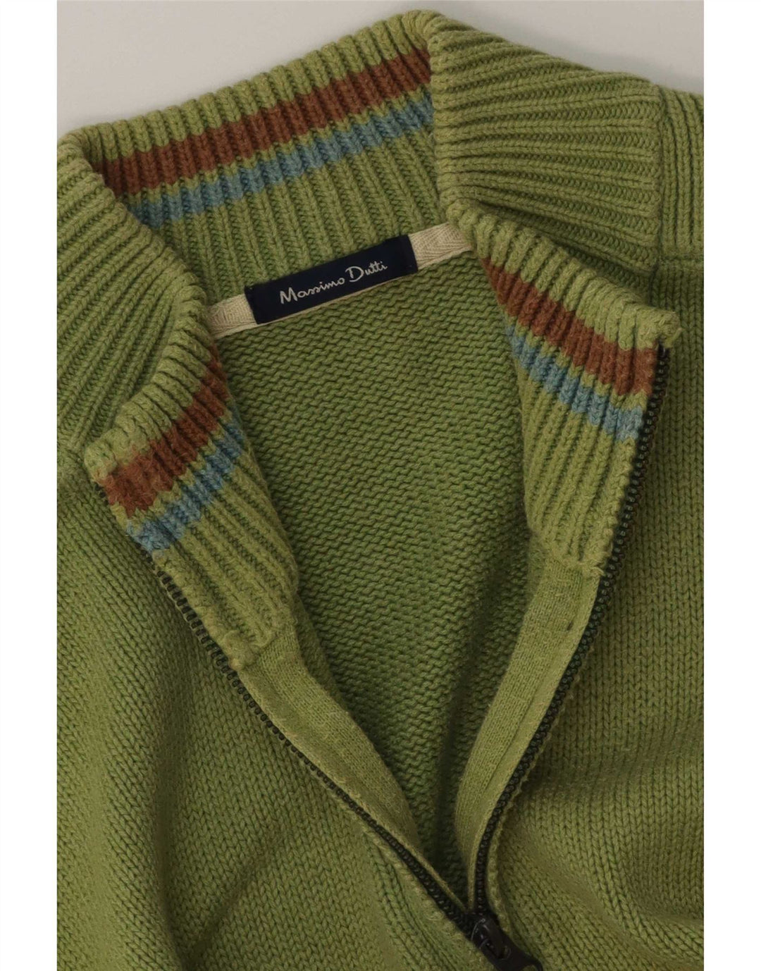 Męski sweter zapinany na zamek Massimo Dutti, duży, zielony