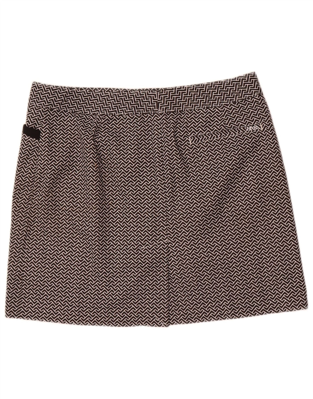 Damska mini spódniczka golfowa Izod US 8 Medium W32 Czarny geometryczny poliester