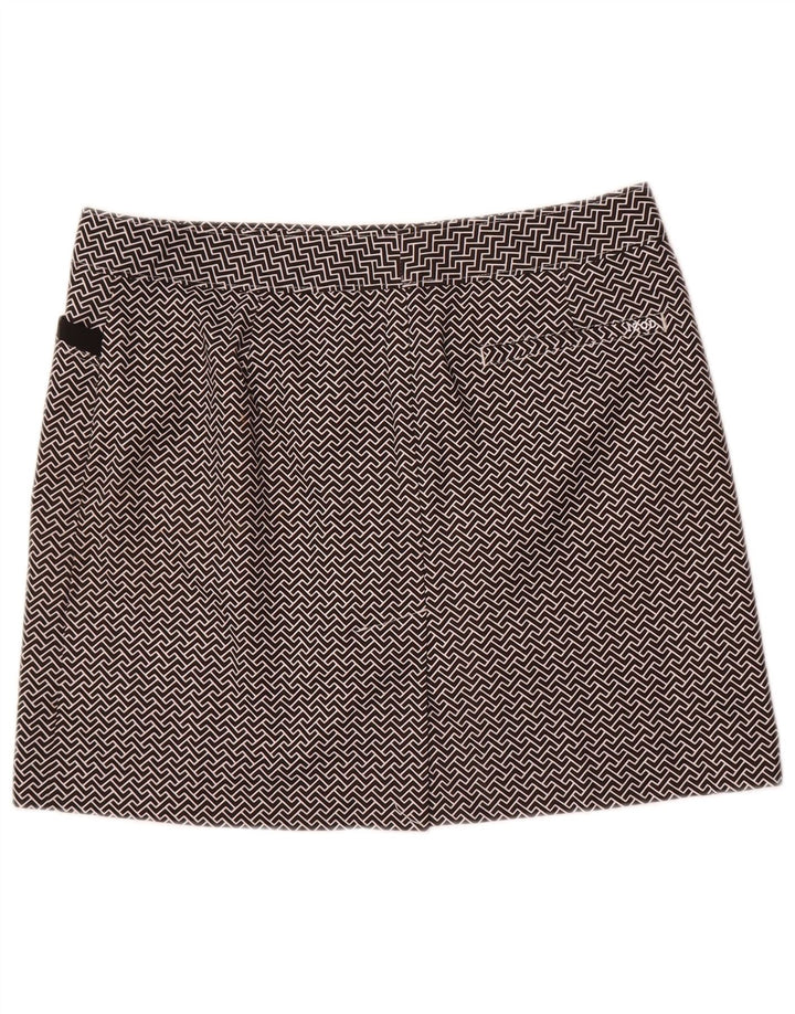 Damska mini spódniczka golfowa Izod US 8 Medium W32 Czarny geometryczny poliester