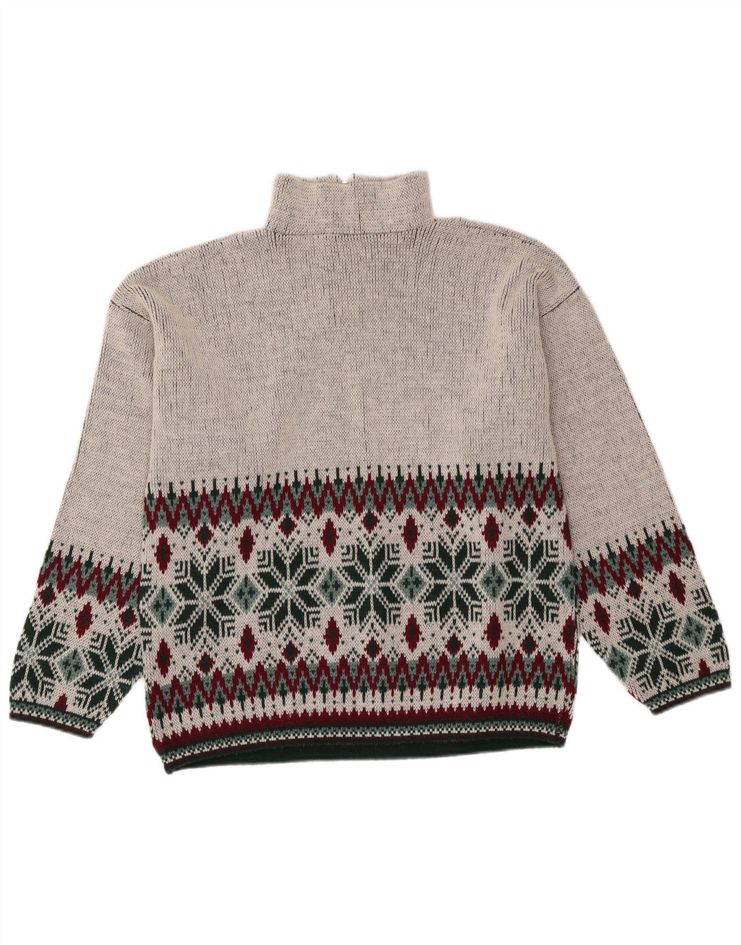 Vintage męski sweter z zamkiem błyskawicznym, średnio szary Fair Isle