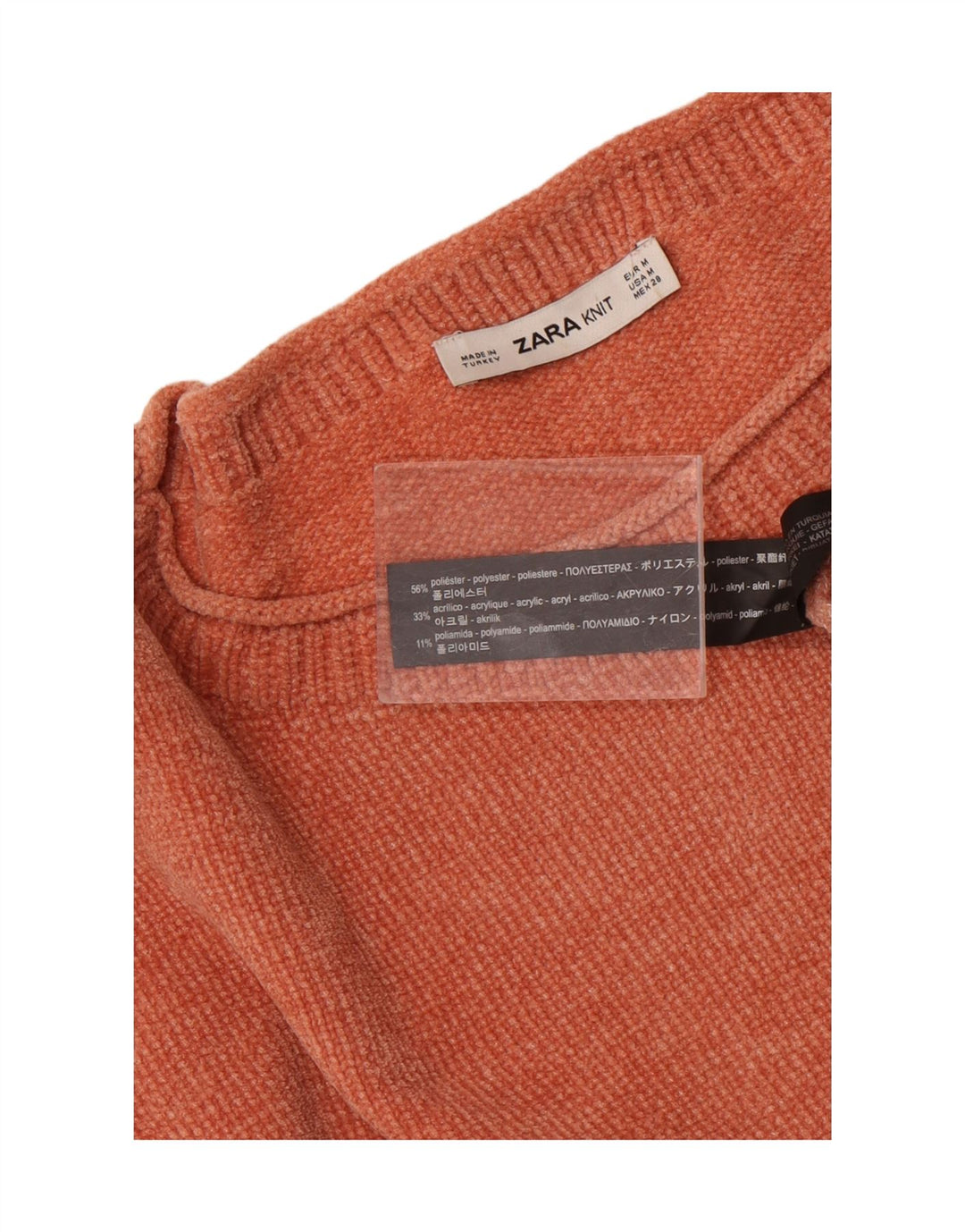 Damski sweter oversize z dekoltem w łódkę Zara UK 14 Średni pomarańczowy
