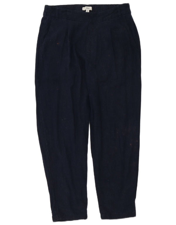 Marks & Spencer Damskie spodnie chino z wysokim stanem UK 12 Medium W32 L27 Granatowe