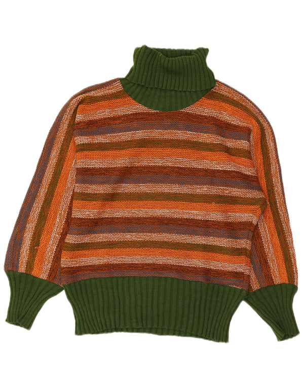 Vintage damski sweter z golfem IT 44 w średnie wielokolorowe paski