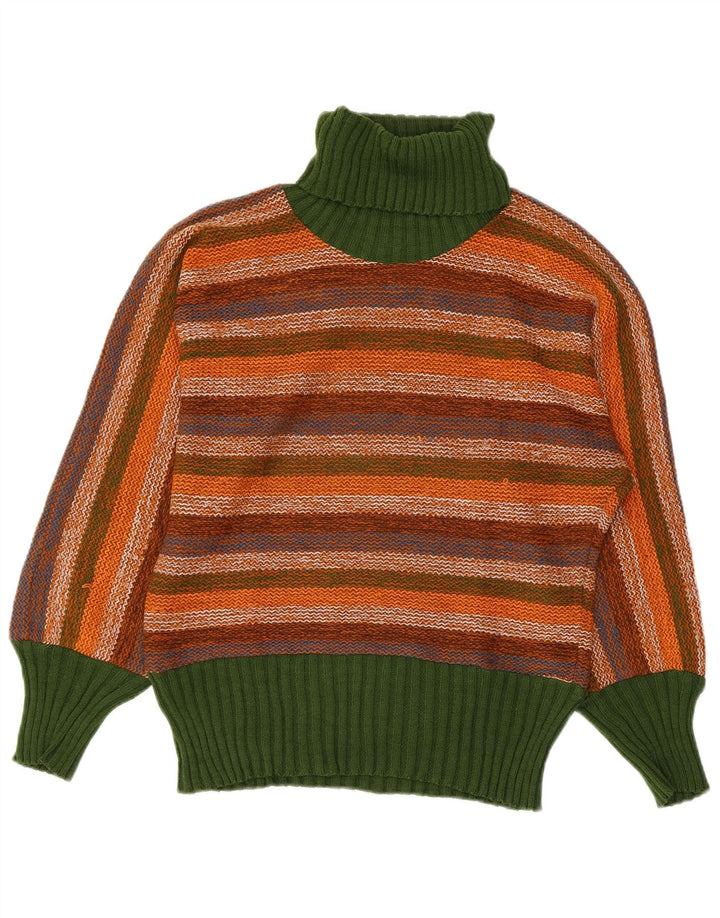 Vintage damski sweter z golfem IT 44 w średnie wielokolorowe paski