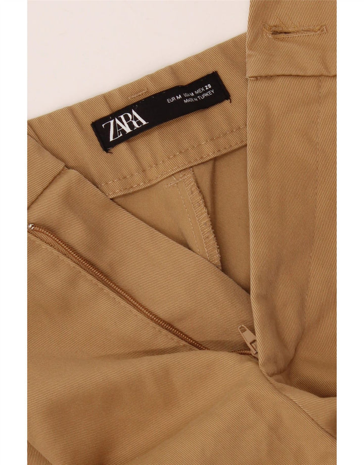 Damskie spodnie chino z szeroką nogawką ZARA, średnie W30 L26, beżowe