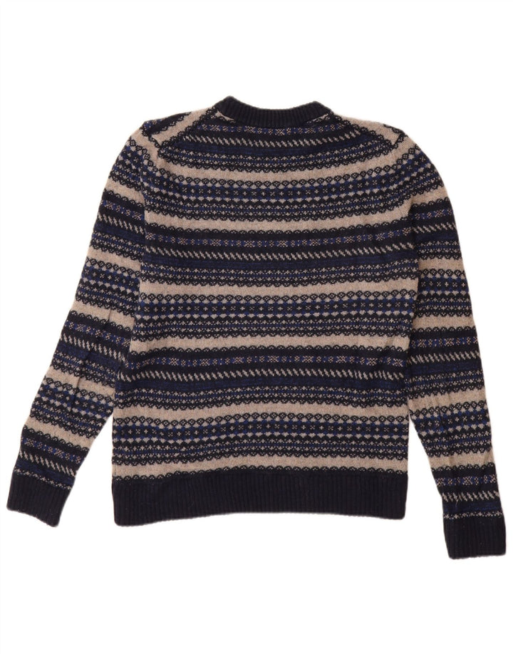 Marks & Spencer Męski sweter z okrągłym dekoltem i małymi granatowymi paskami