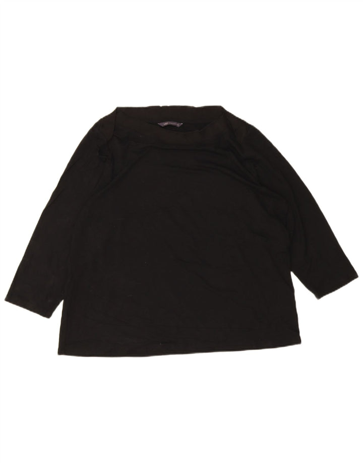 Marks & Spencer Damski top z rękawem 3/4, UK 18 XL, czarna wiskoza