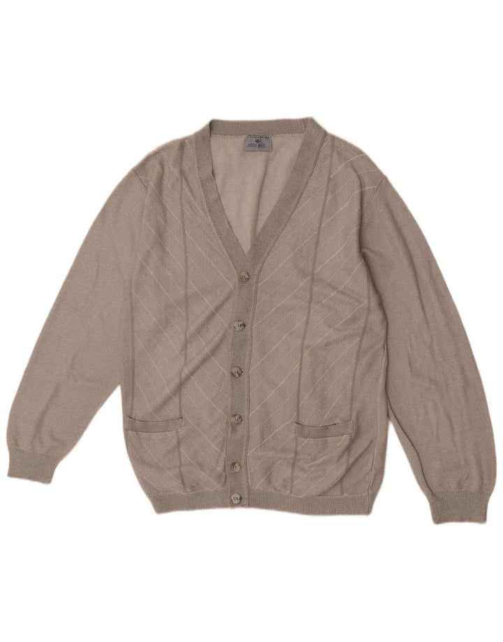 Enzo Goti Męski sweter rozpinany, mały, szary, akrylowy Chevron