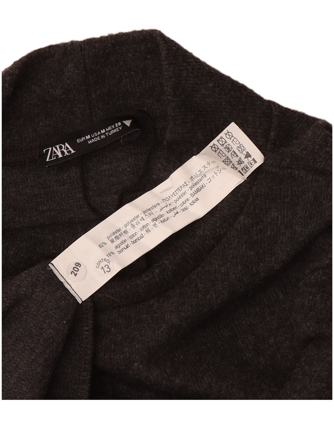 Damska sukienka sweterkowa Zara z krótkim rękawem UK 12, średni szary poliester