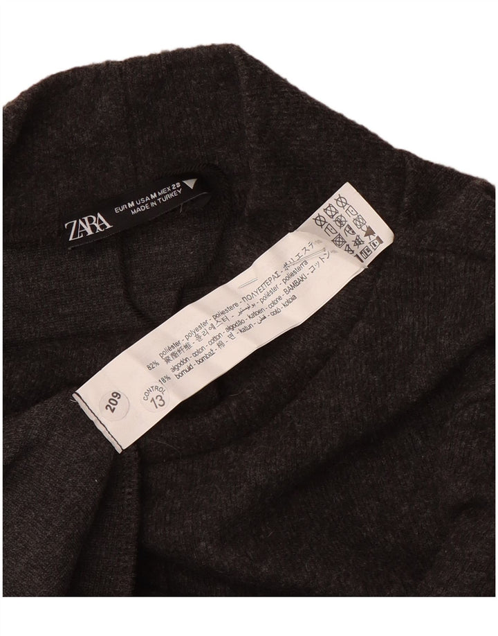 Damska sukienka sweterkowa Zara z krótkim rękawem UK 12, średni szary poliester