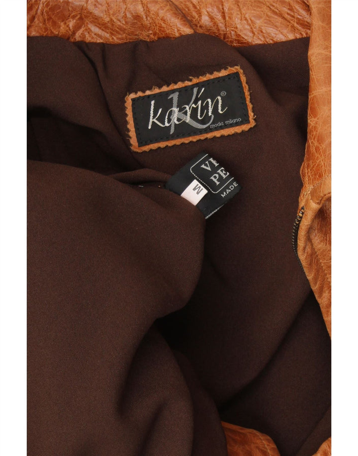 Męska kurtka skórzana o luźnym kroju VINTAGE UK 38, średnia brązowa skóra